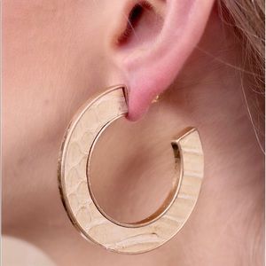 Nude snakeskin hoops